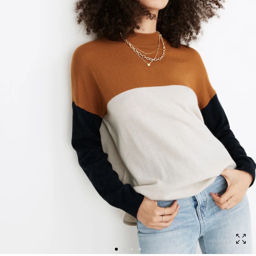 Madewell Wool blend Colorblock Mockneck Ashbury Sweater Size M
